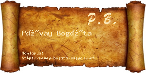 Pávay Bogáta névjegykártya